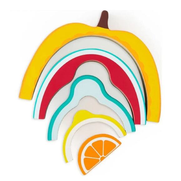 FAO Schwarz Fruit Stacker Wood Building Set, Montessori Toy, Nesting Puzzle NEW! - Picture 5 of 9